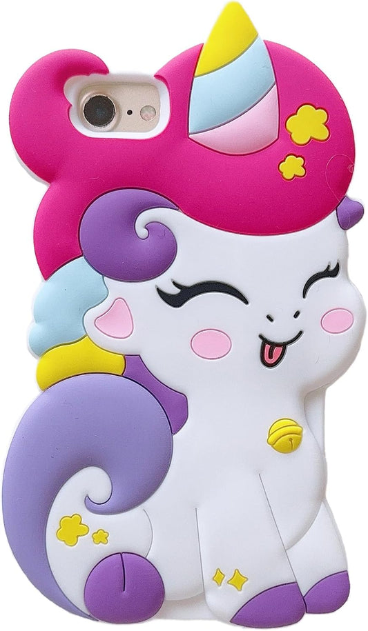 3D Cute Unicorn Soft Case for iPhone 16e/iPhone 17e 6.1 inch,3D Cute Cartoon Kawaii Fashion Character Unicorn Horse Kids Girls Women Soft Silicone Case