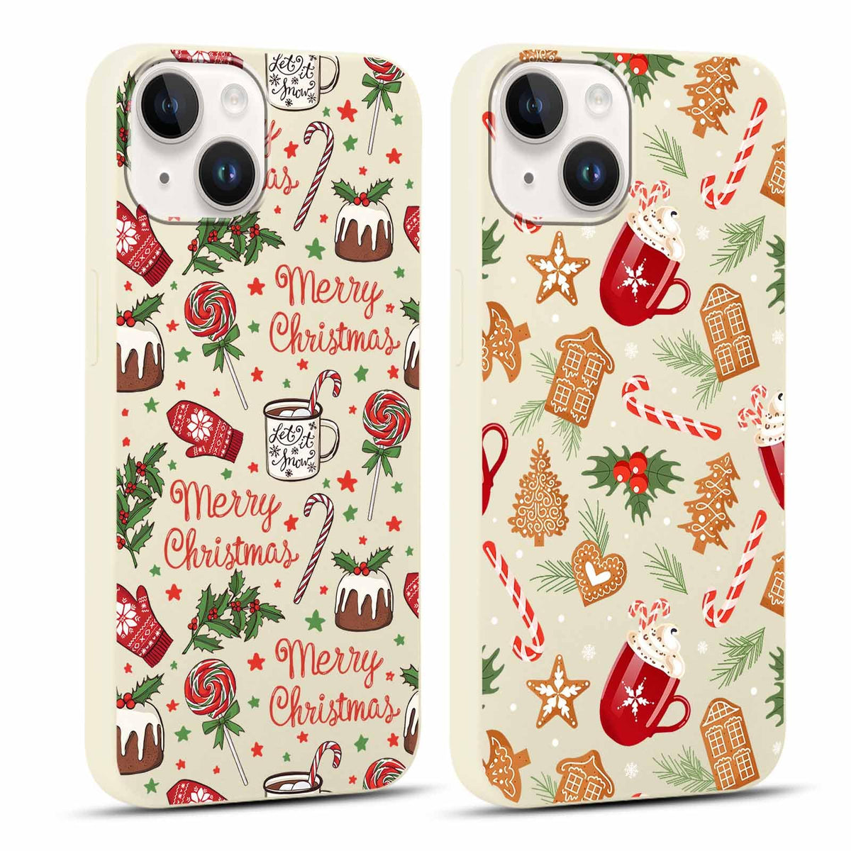 2 Pack Merry Christmas Phone Case for iPhone 16 6.1", Cute Xmas Christmas Tree Pattern Case with Candy Design Christmas Decorations Gifts Shockproof Soft Silicone Cover for Girl Women