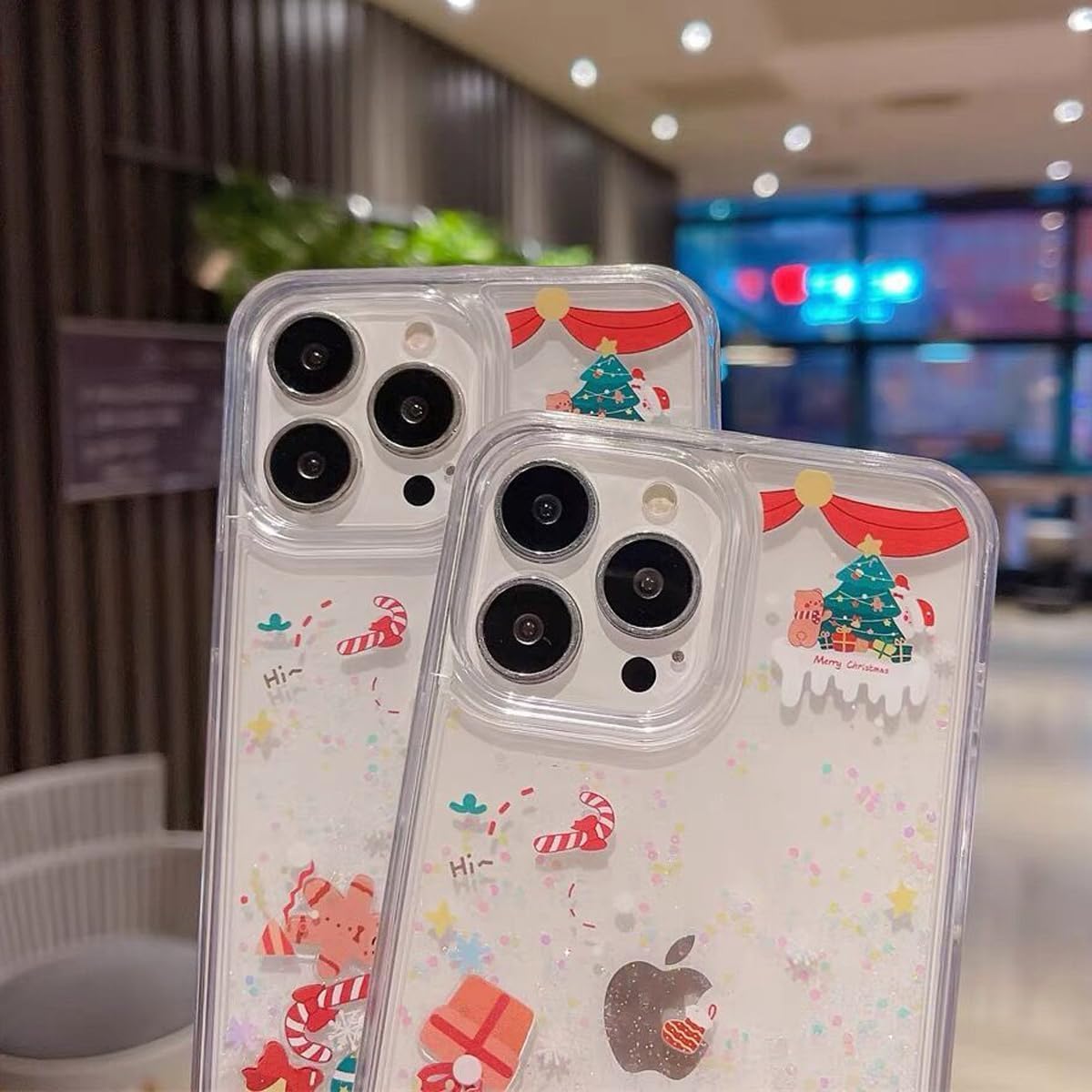 Changjia Glitter Christmas Case for iPhone 16, Cute Merry Christmas Liquid Flowing Moving Xmas Santa Tree Snowman Bling Sparkle TPU Bumper Clear Shockproof Women Girls Case for iPhone 16 6.1" (Clear)