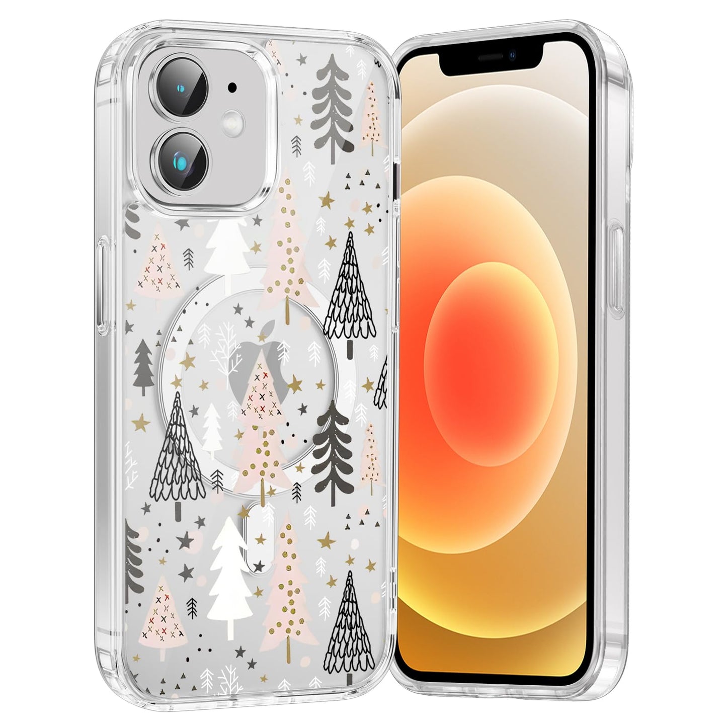 Merry Christmas Snowflake Phone Case for iPhone 13 / iPhone 14 Xmas Clear Magnetic Case 6.1", Compatible with Magsafe, Cute Winter Pattern Design Cover Shockproof Soft TPU Funda for Girl Women