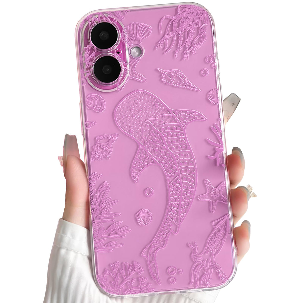 NITITOP Compatible with iPhone 15 Case Clear Sea - White Turtle | Cute, Shell whale ocean animal, For women men girls boys, Slim, Soft TPU, Shockproof