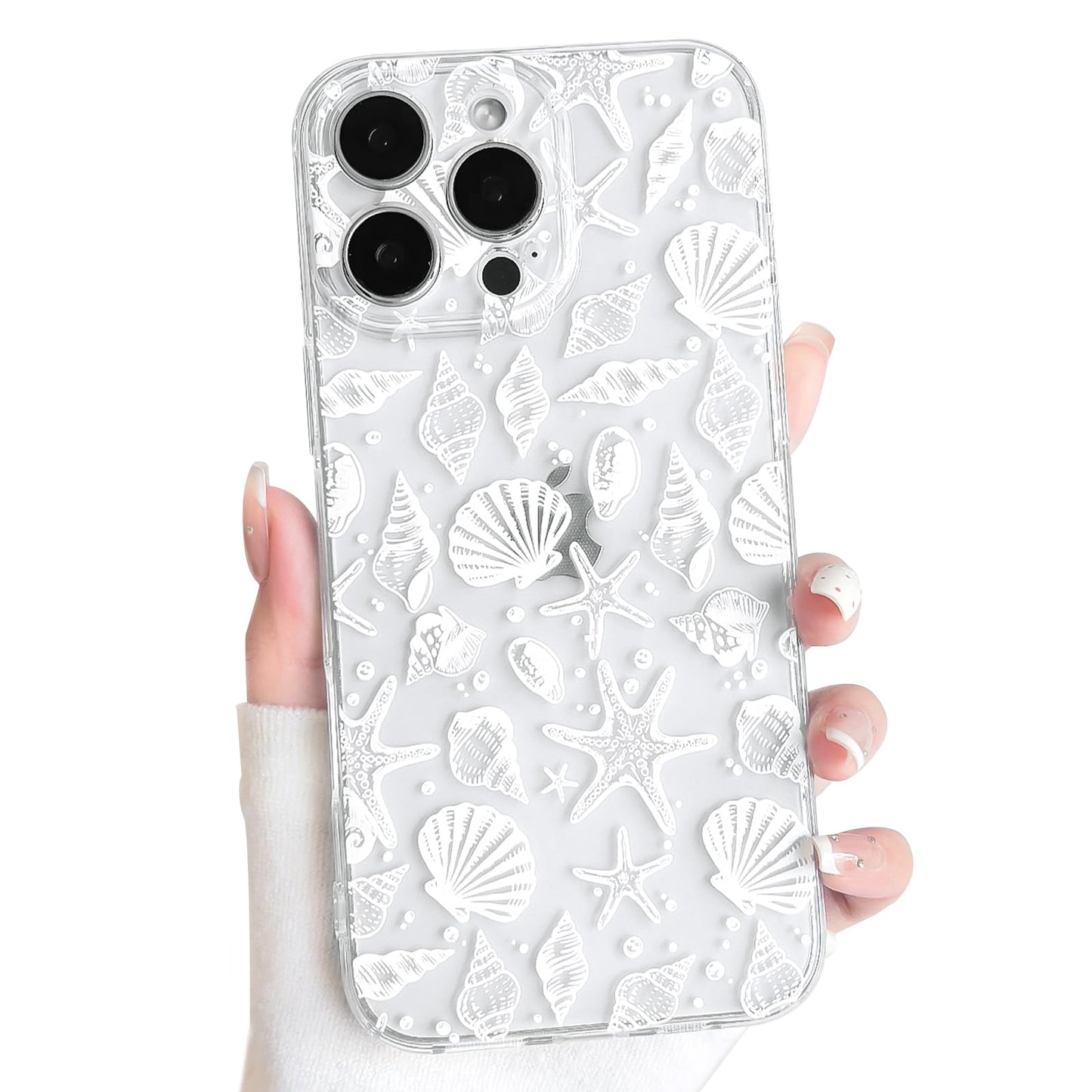 NITITOP Compatible with iPhone 16 Case Clear Sea - White Turtle | Cute, Shell whale ocean animal, For women men girls boys, Slim, Soft TPU, Shockproof