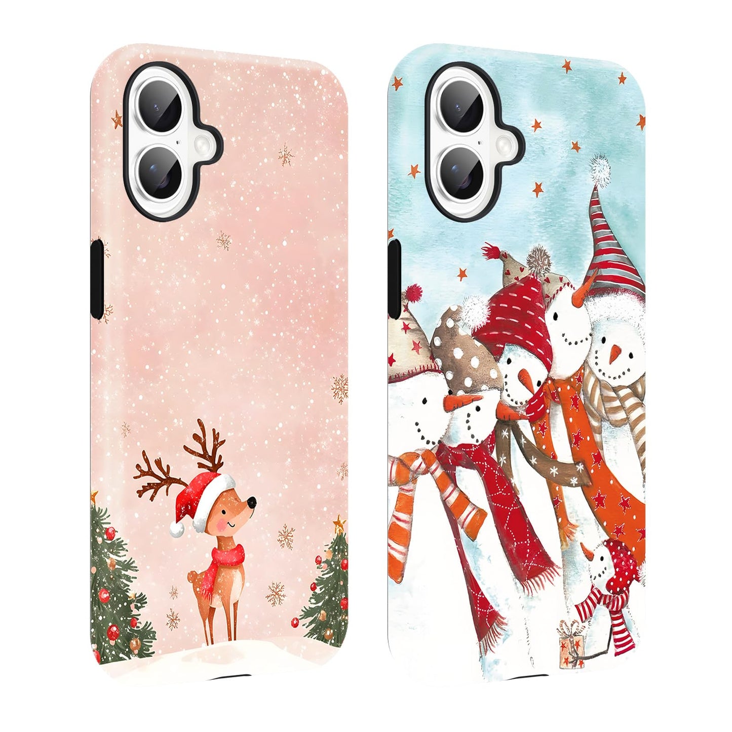 2 Pack Merry Christmas Tree Phone Case for iPhone 13 / iPhone 14 Case 6.1", Cute Xmas Snowflake Pattern Design Phone Cover Hard PC Shockproof Soft TPU Matte Protection Funda for Girls Women