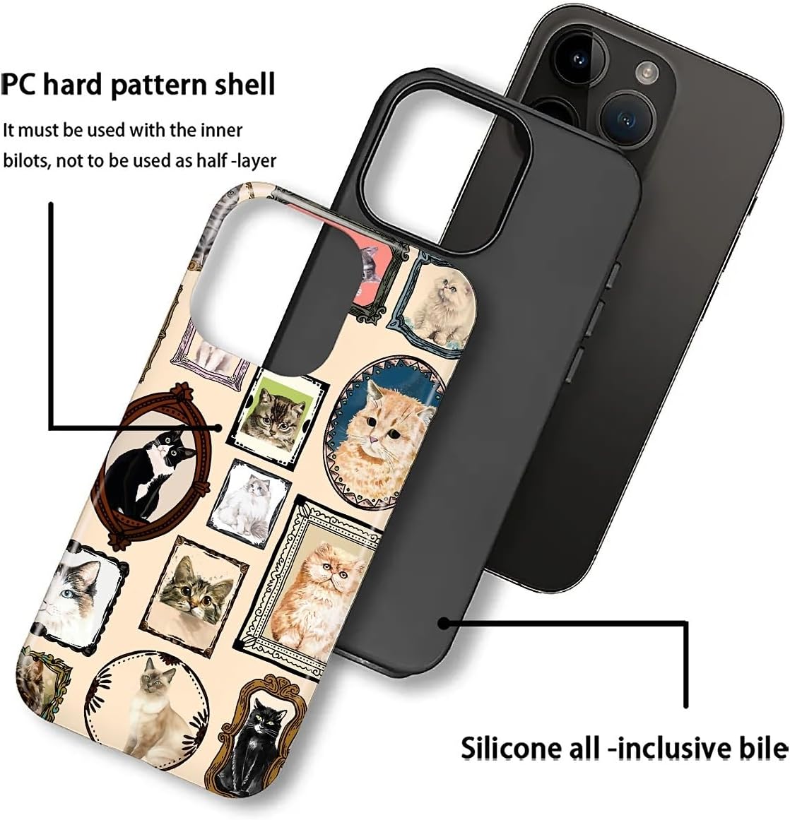 CARLOCA Case for iPhone 16 Pro,Vintage Cat Animal Pet Lover Collage Design Hybrid Dual Protection Soft TPU + Hard PC, Shockproof & Anti-Scratch Cover Men Women Stylish Protective Phone Case