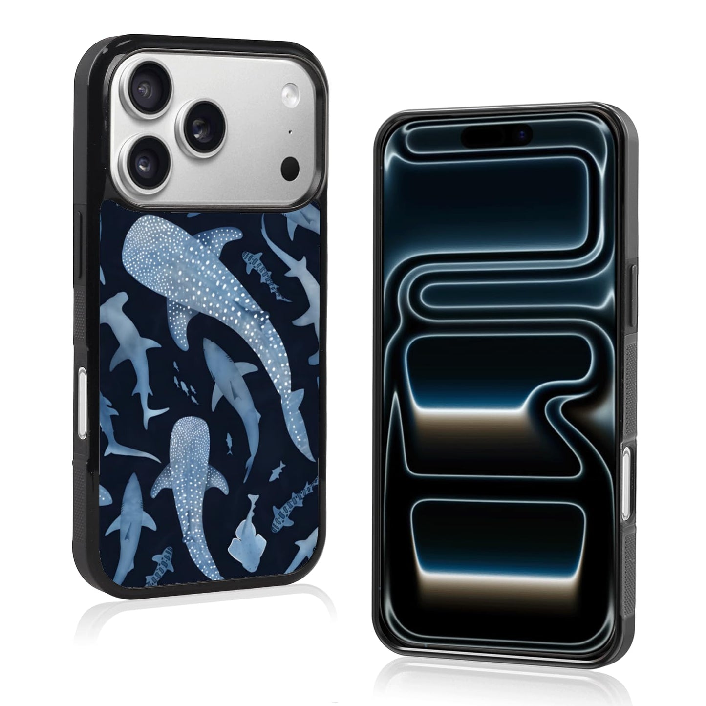 Cute Blue Shark Aesthetic Phone Case for iPhone 14 & 13 Case for Women Teen Girls Kids Girls -6.1Inch