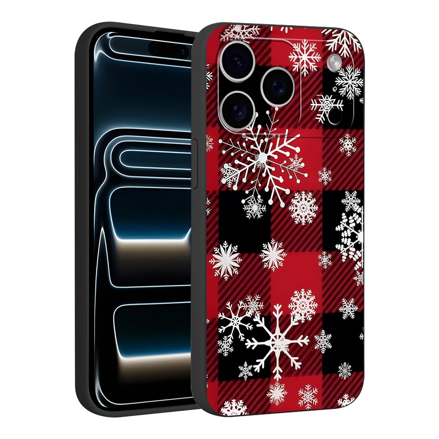Merry Christmas Plaid Checkered Phone Case for iPhone 11 6.1", Cute Xmas Case Red Grey Scottish Tartan Grid Stripe Pattern Design Cover Shockproof Soft Silicone Protective Funda for Girl Women