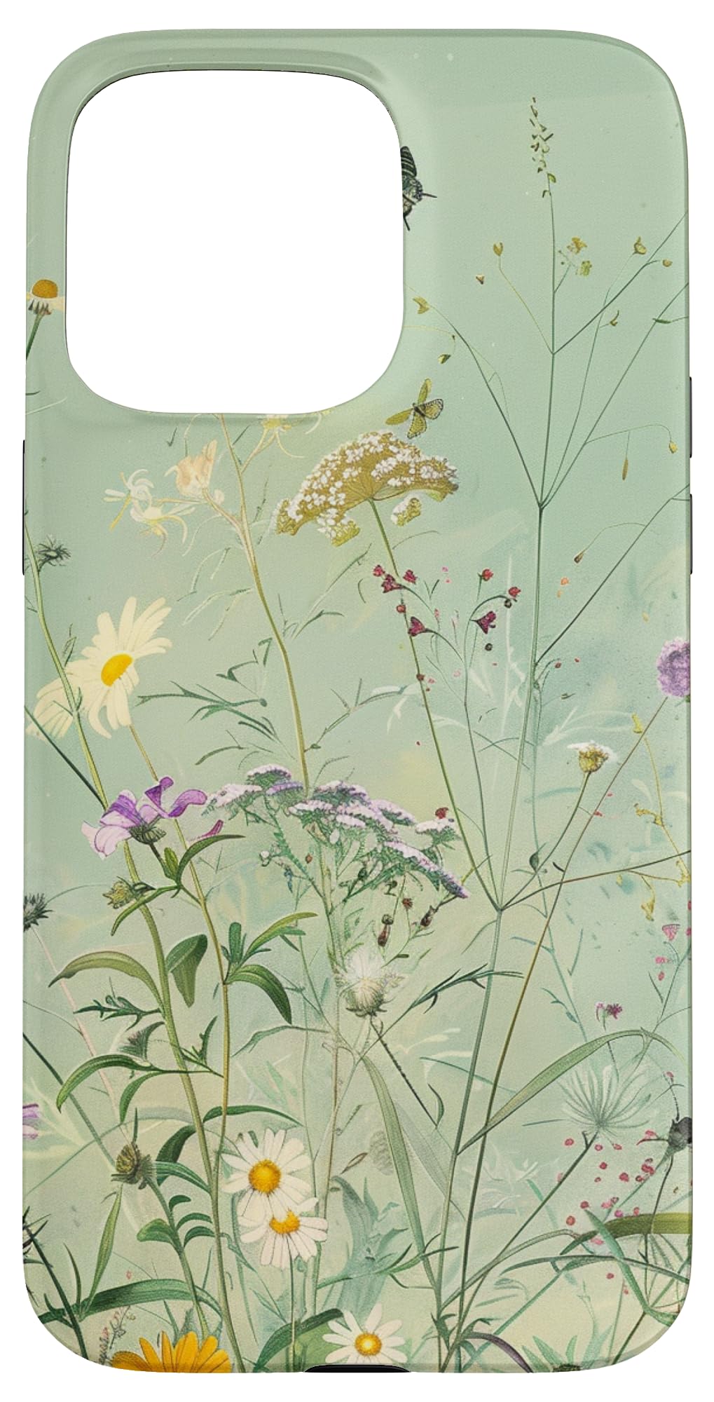 Sage Green Boho Botanical Wildflowers Plants Case for iPhone 16 Pro Max