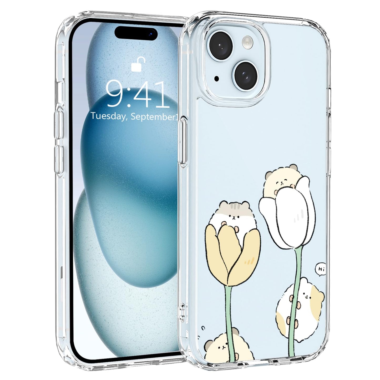 JOYLAND Funny Goose Case for iPhone 15 Cartoon Animal Cute Design Clear Cell Phone Case Acrylic Hard Back Slim Cover Shockproof Protective Cover for iPhone 15 6.1 Inch
