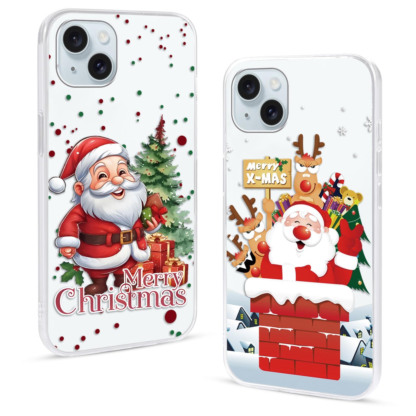 2 Pack Christmas Phone Case for iPhone 16 6.1'', Cute Christmas Tree Pattern Gifts Case with Gingerbread Canes Design Soft TPU Anti-Fall Protective Slim Shockproof Cover for Girl Women Men