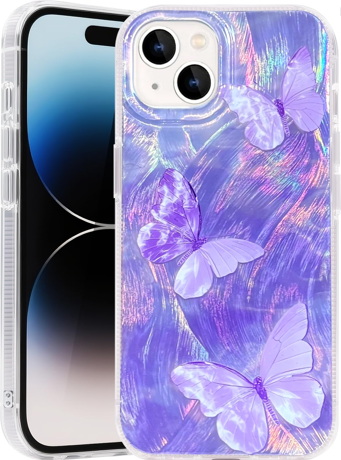 Compatible with iPhone 17 Case,with [Soft Slim][Camera Protection] Cute Fishing Cats Shiny Aesthetic Phone Cover Anti-Yellowing Shockproof Protective Cover for Women Girl