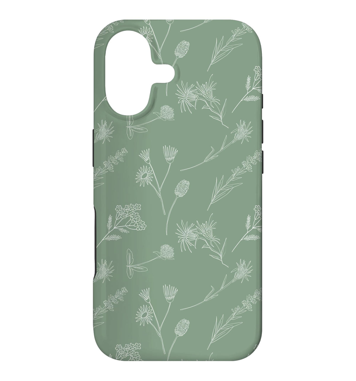 Leaves Botanical Plant Line Art Sage green Wildflower Floral Case for iPhone 16 Pro Max