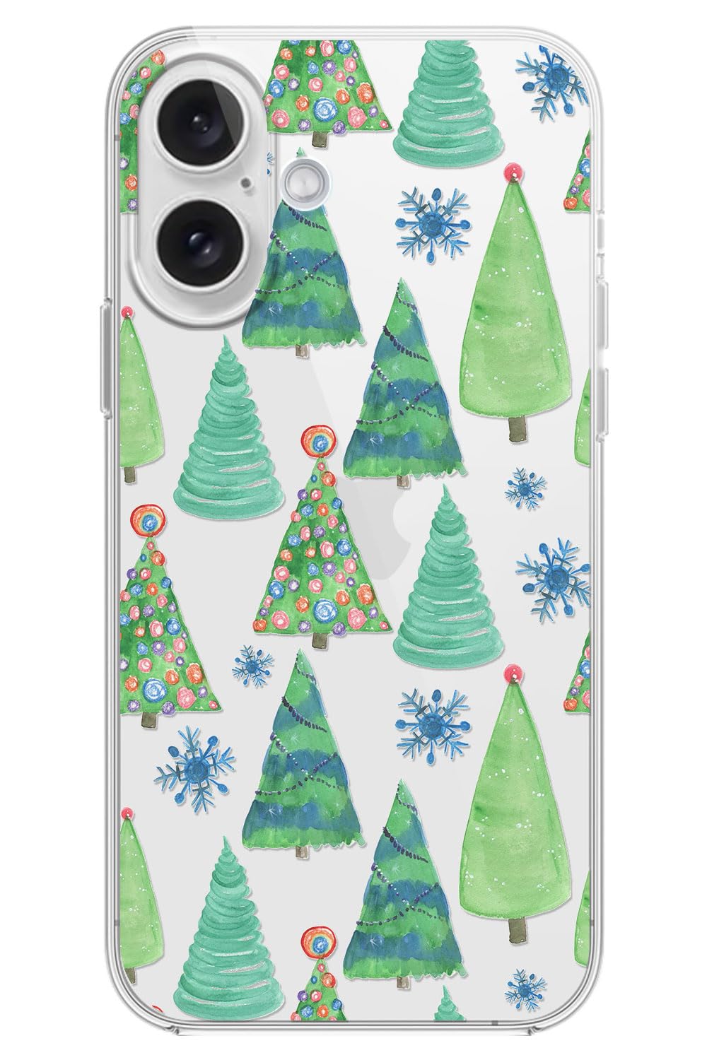 Blingy's for iPhone 17 Case, Christmas Tree Snowflake Winter Clear Case | Transparent, Winter Holiday Design, Snowflake Pattern, Christmas Pattern, Merry Christmas, Soft TPU Protective Case 6.3 in