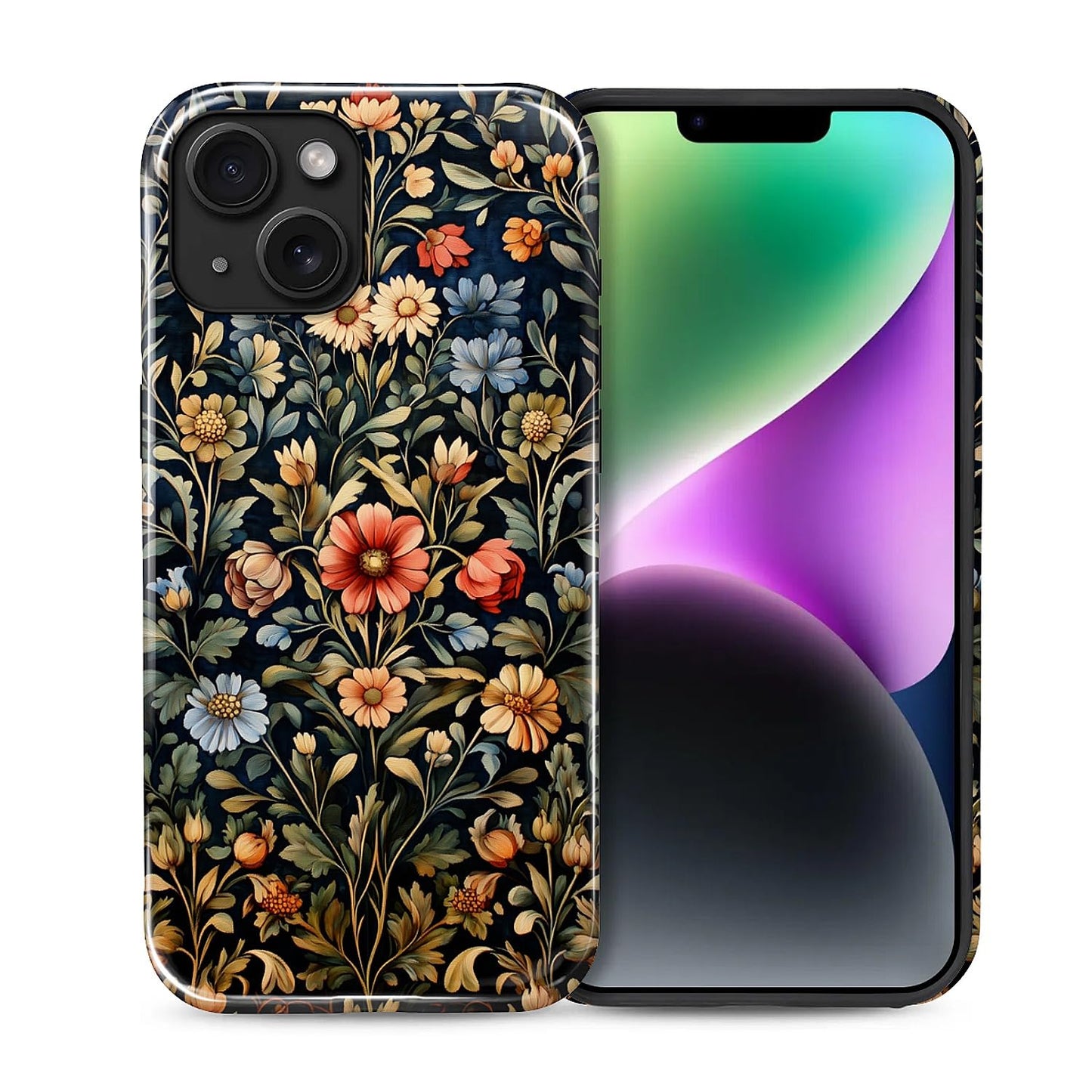 Compatible with iPhone 13 14 Case, Hybrid 2-Layer Case Shockproof Anti-Scratch for Girl Women Boy Men, Plant Collection for iPhone 13 14