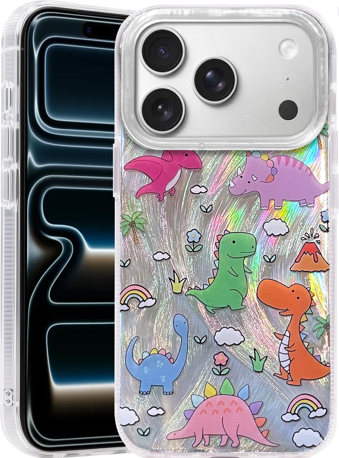 Compatible with iPhone 17 Case,with [Soft Slim][Camera Protection] Cute Fishing Cats Shiny Aesthetic Phone Cover Anti-Yellowing Shockproof Protective Cover for Women Girl