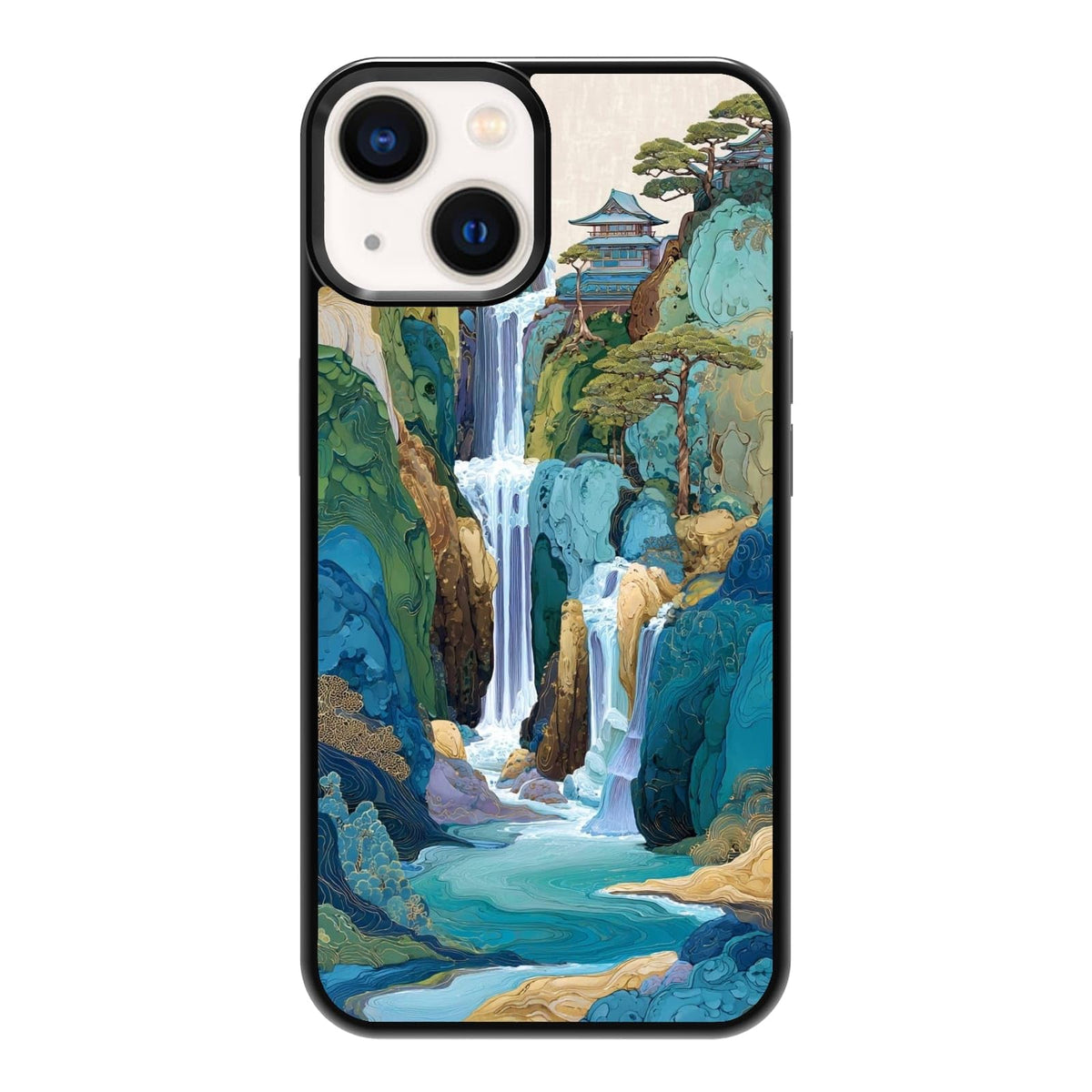 Nature Stained Glass Green Forest Tree Sunlight Phone Case, Shockproof Protective Cover for iPhone 11 12 13 14 15 16 17 Pro Max Plus Mini XR 7 8 SE