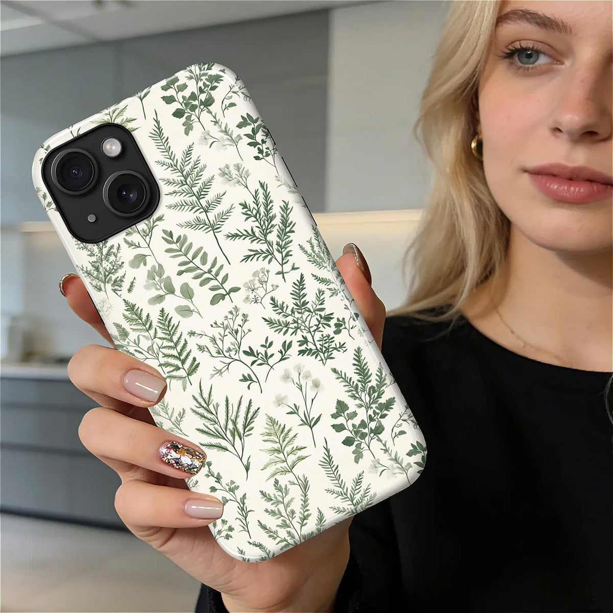 Compatible with iPhone 13 14 Case, Hybrid 2-Layer Case Shockproof Anti-Scratch for Girl Women Boy Men, Plant Collection for iPhone 13 14