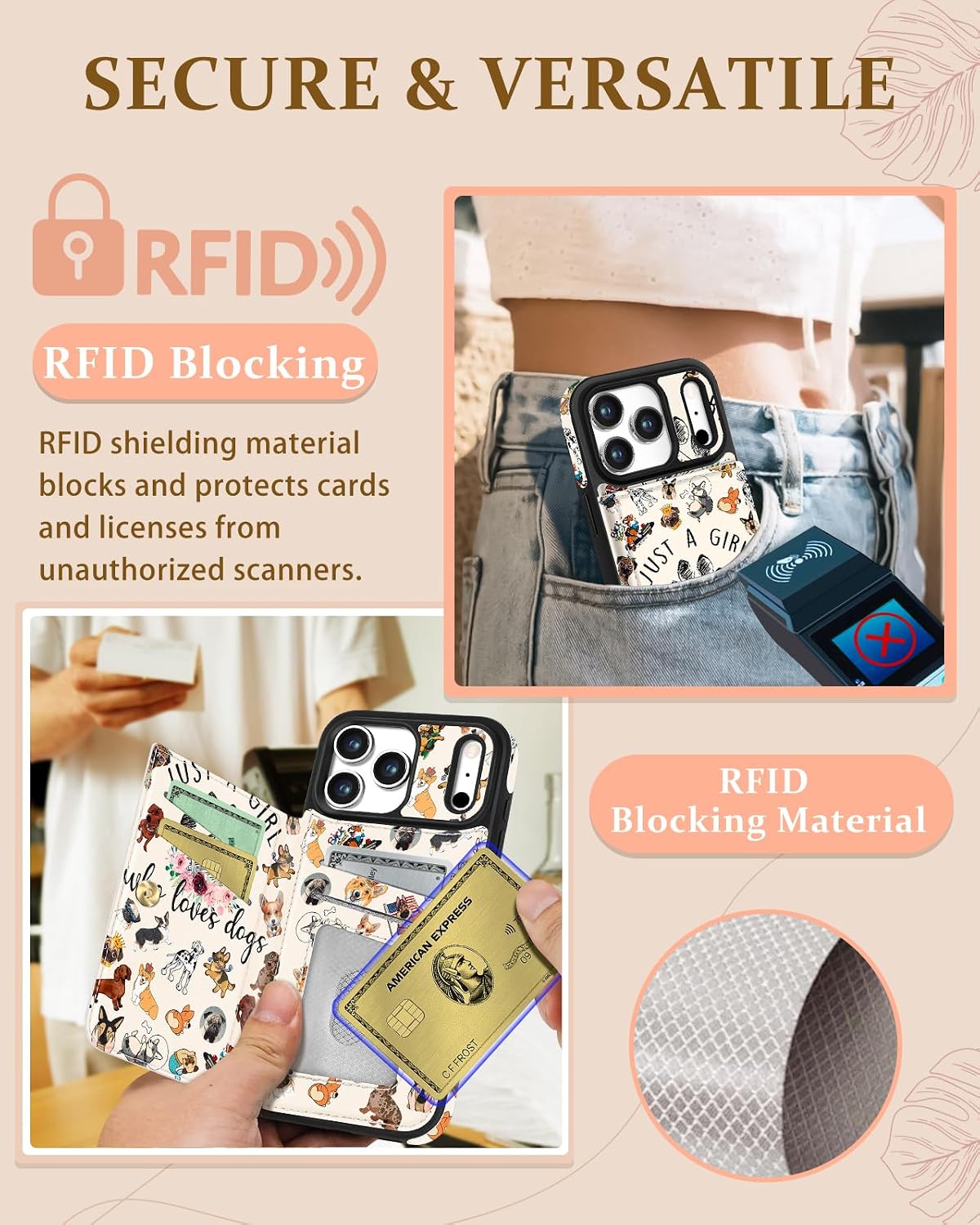 Shorogyt Compatible with iPhone 17 Pro Max Wallet Case with Card Holder - Cute Dog Lover Design Kickstand for Magnetic Clasp Back Flip Folio Leather Phone Covers for Women Men Girls