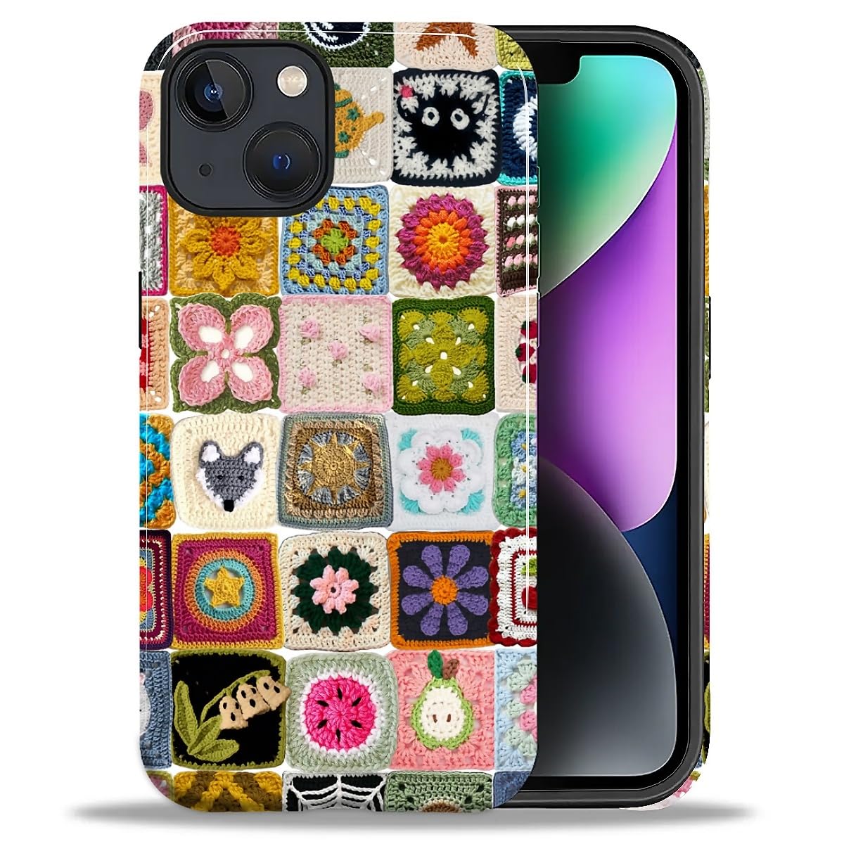 DAIZAG Case for iPhone 13 iPhone 14, Christmas Coffee Snowflake Cane Full-Body Design Hybrid Dual Protection Soft TPU + Hard PC, Shockproof Scratch-Resistant Protective Cover Phone Case for Men Women