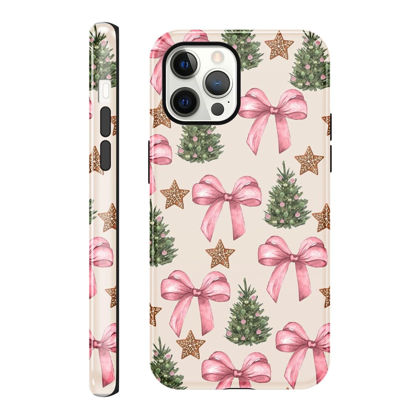 Merry Christmas Phone Case for iPhone 13/14, Cute Case with Candy Gingerbread Man Pattern, Hybrid Durable Shockproof Soft Silicone Cover for Girl Women Men Boys