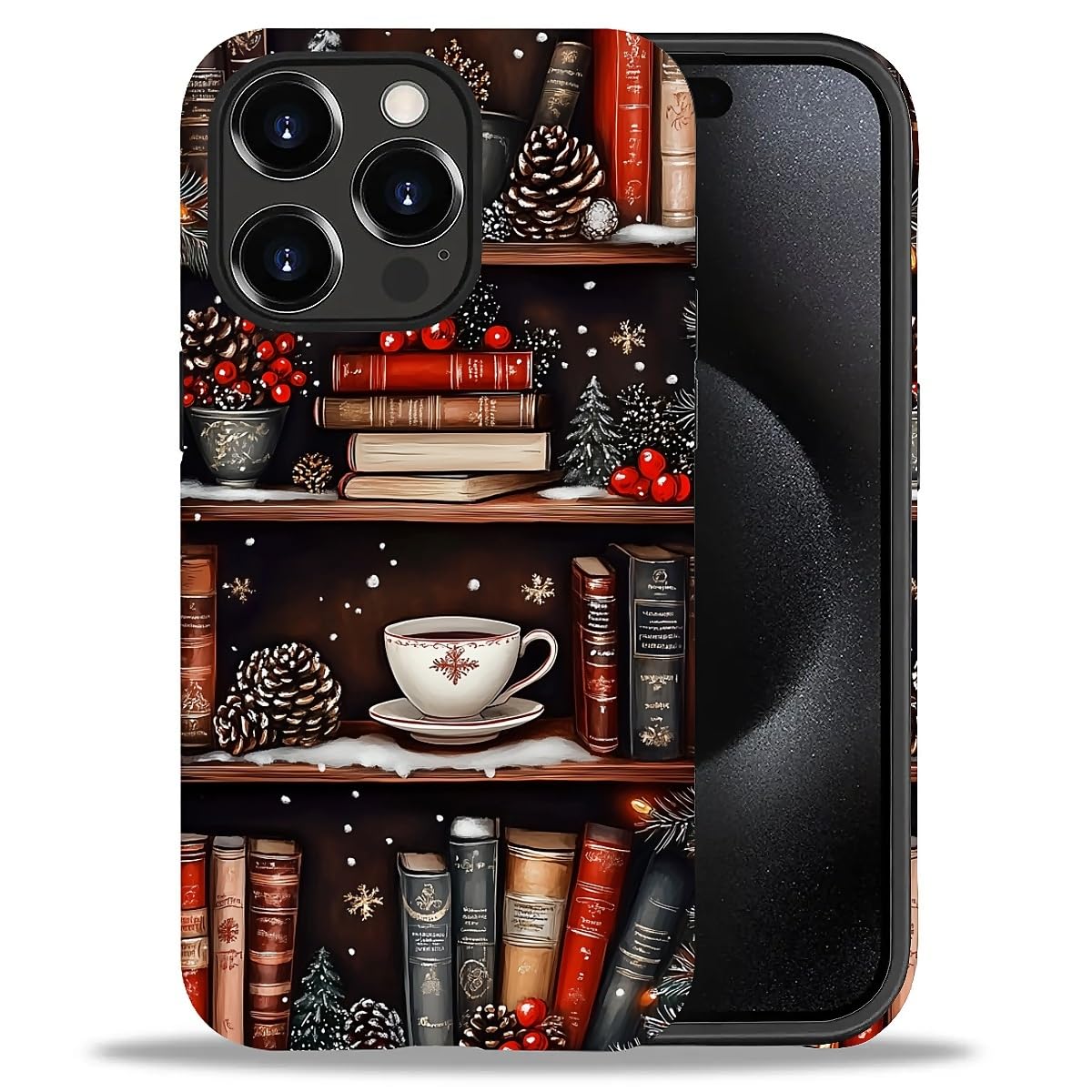 Case for iPhone 17,Drop Protection Hybrid 2-Layer Hard Phone Cover-Vintage Christmas Stamps Collage