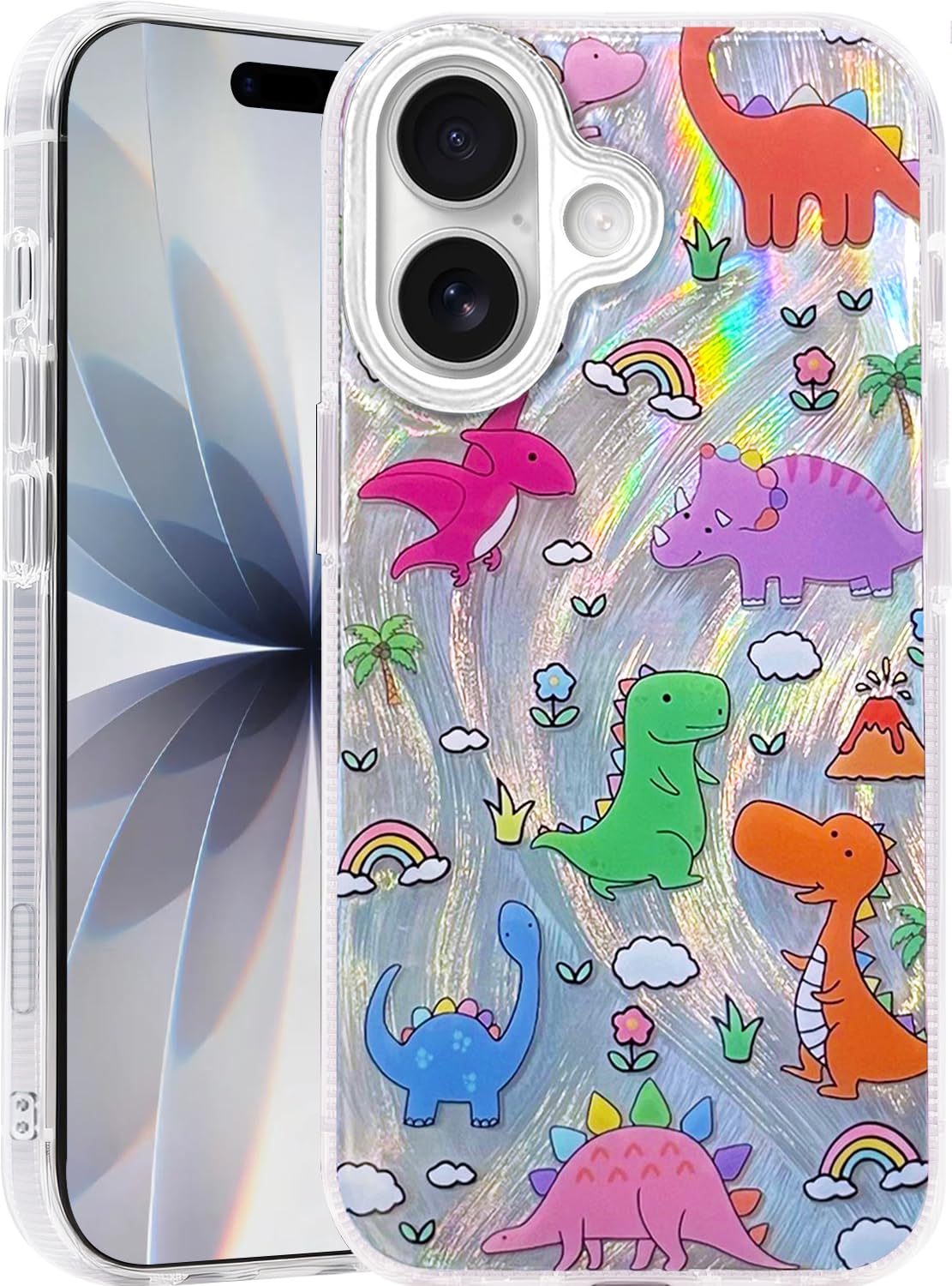 Compatible with iPhone 17 Case,with [Soft Slim][Camera Protection] Cute Fishing Cats Shiny Aesthetic Phone Cover Anti-Yellowing Shockproof Protective Cover for Women Girl