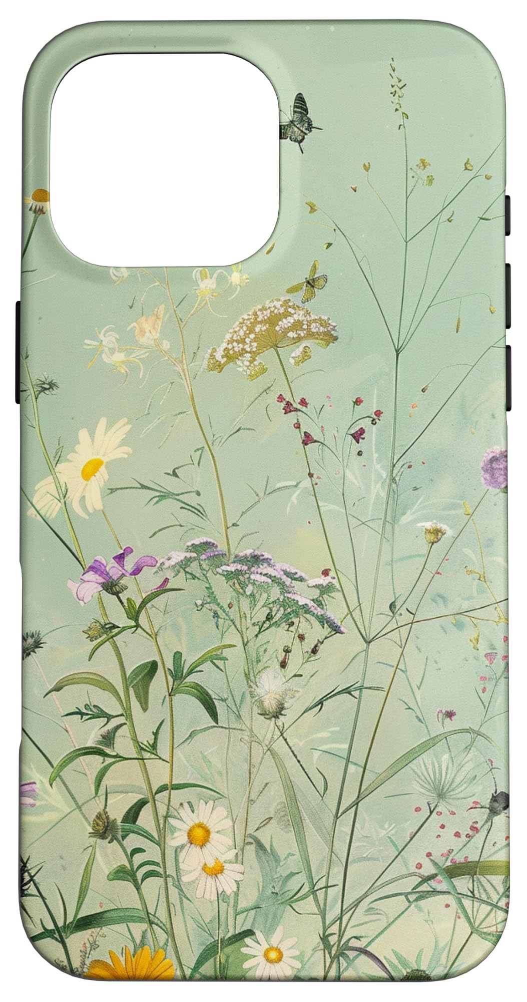 Sage Green Boho Botanical Wildflowers Plants Case for iPhone 16 Pro Max