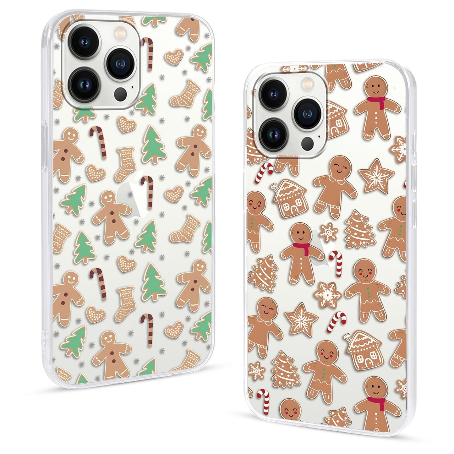 2 Pack Christmas Phone Case for iPhone 16 6.1'', Cute Christmas Tree Pattern Gifts Case with Gingerbread Canes Design Soft TPU Anti-Fall Protective Slim Shockproof Cover for Girl Women Men
