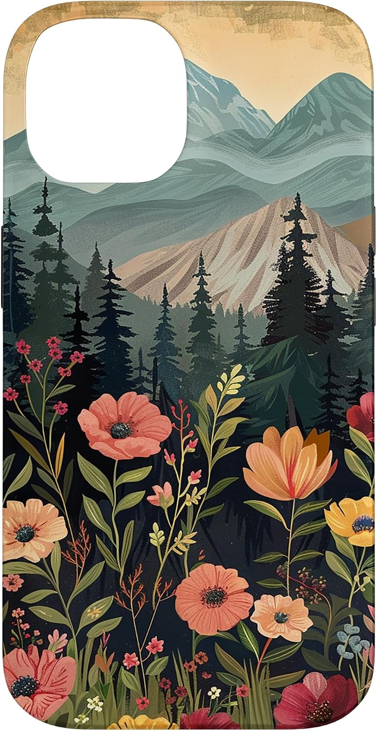 Floral Mountain Boho Pine Tree Forest Nature Case for iPhone 11