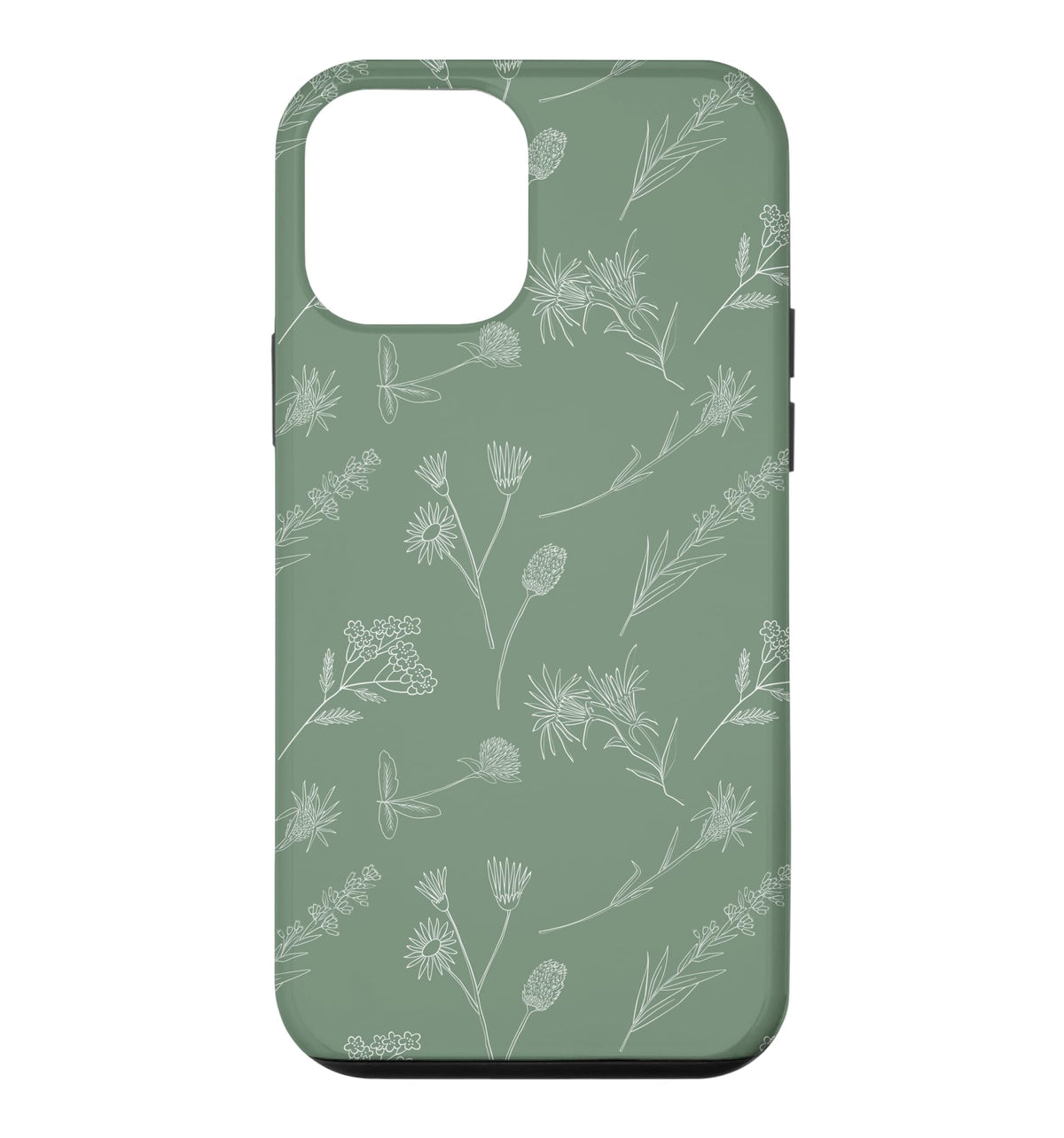 Leaves Botanical Plant Line Art Sage green Wildflower Floral Case for iPhone 16 Pro Max