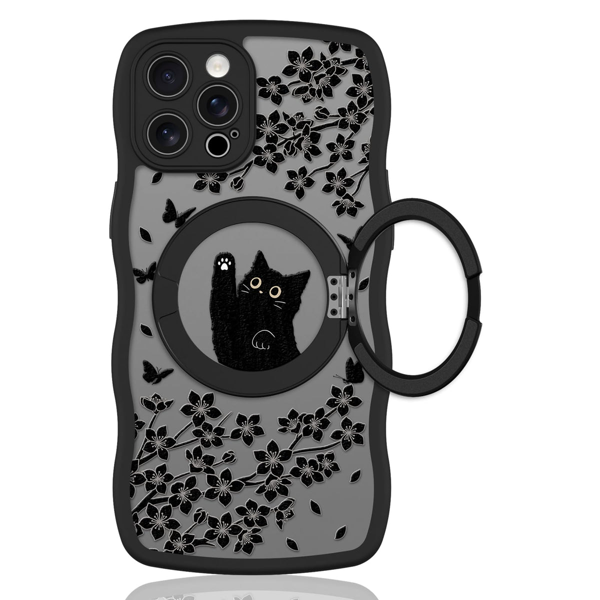 Cute Magnetic Case for iPhone 14 Case, Black Cats Pattern | Compatible with MagSafe, Soft Bumper Hard Back Kawaii Animal Aesthetic Protective Phone Cover Design for Women Girls Boys