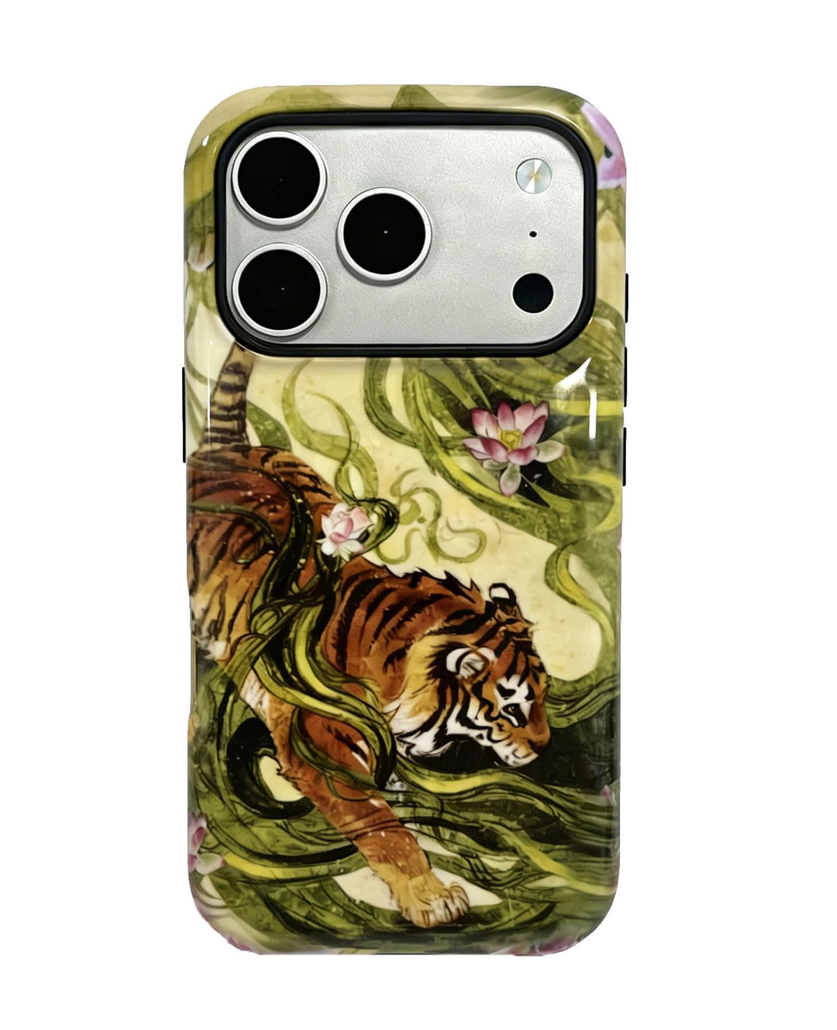 for iPhone 17 Pro Case Cute Retro Chinese-Style Tiger Phone Case Made of Hard PC Material, It Provides Full Protection with A Glossy Finish for Women (Green, iPhone 17 Pro)