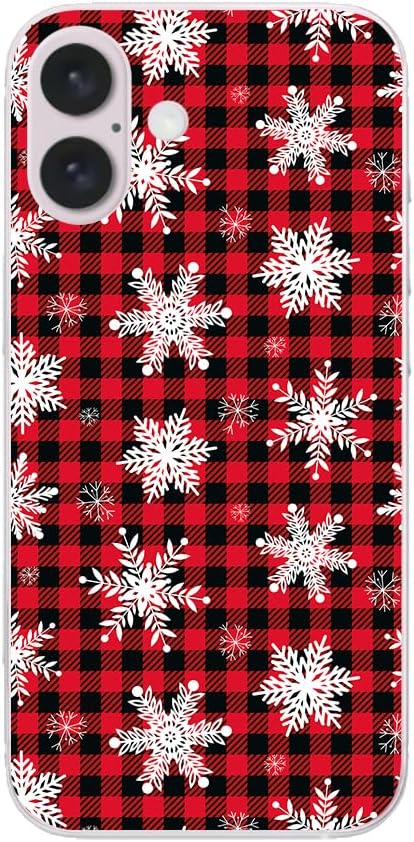 Blingy's for iPhone 16 Case, Fun Christmas Style with Snowflakes Pattern Holiday Plaid Design Soft TPU Protective Case (6.1 inch) (Plaid Snowflakes) Multicolor