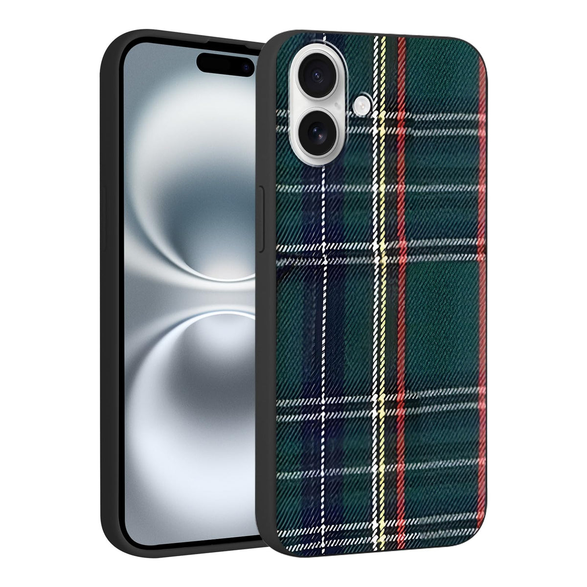 Merry Christmas Plaid Checkered Phone Case for iPhone 11 6.1", Cute Xmas Case Red Grey Scottish Tartan Grid Stripe Pattern Design Cover Shockproof Soft Silicone Protective Funda for Girl Women