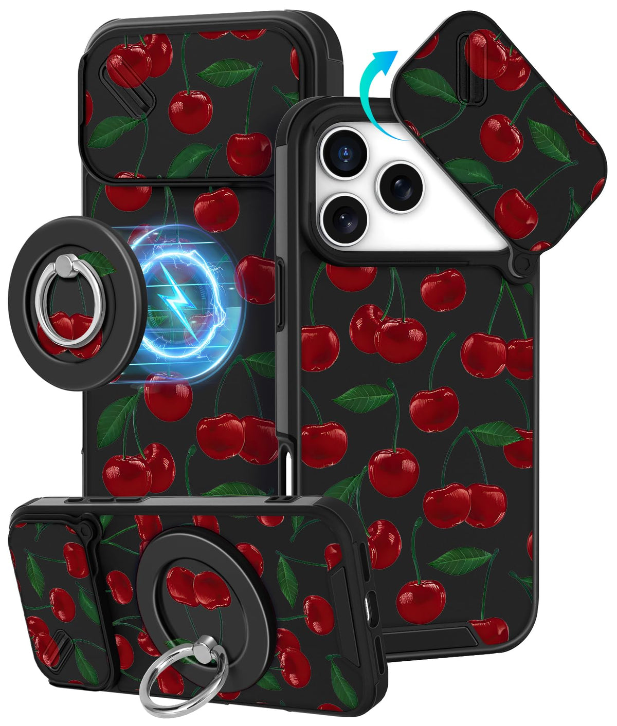 Buleens for iPhone 17 Pro Max Case 6.9 Inch - with Ring Stand & Camera Cover Aesthetic Cute Designed for Women Girls Girly Cartoon Kawaii Dogs Phone Case for iPhone 17 Pro Max Compatible with Magsafe
