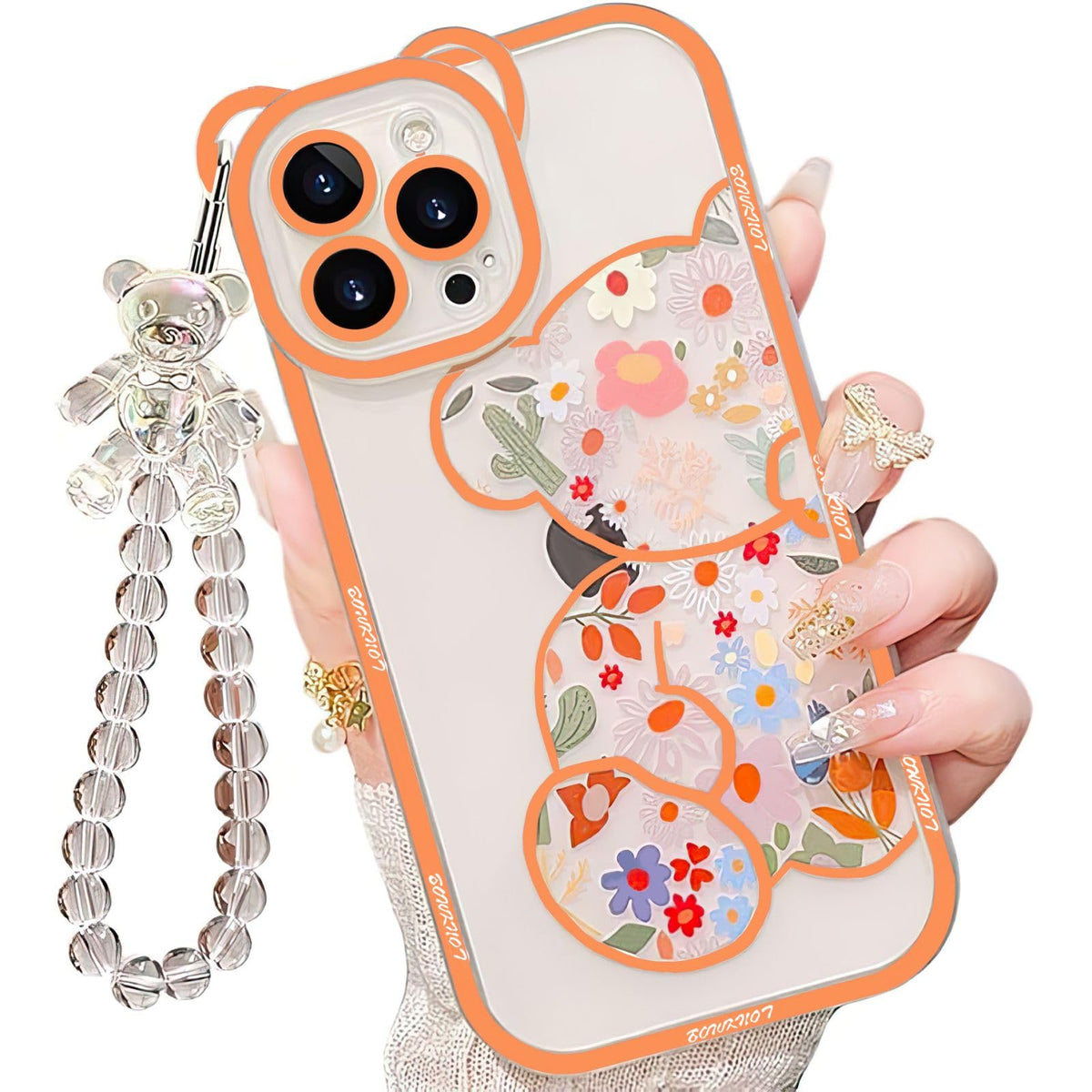 IAIYOXI 3D Cute Cartoon Bear Phone Case for iPhone 13 - Fashionable and Stylish - Funny Pink Bear Design - Soft TPU Protective Case - Kawaii Silicone Cover for Women, Girls, and Kids