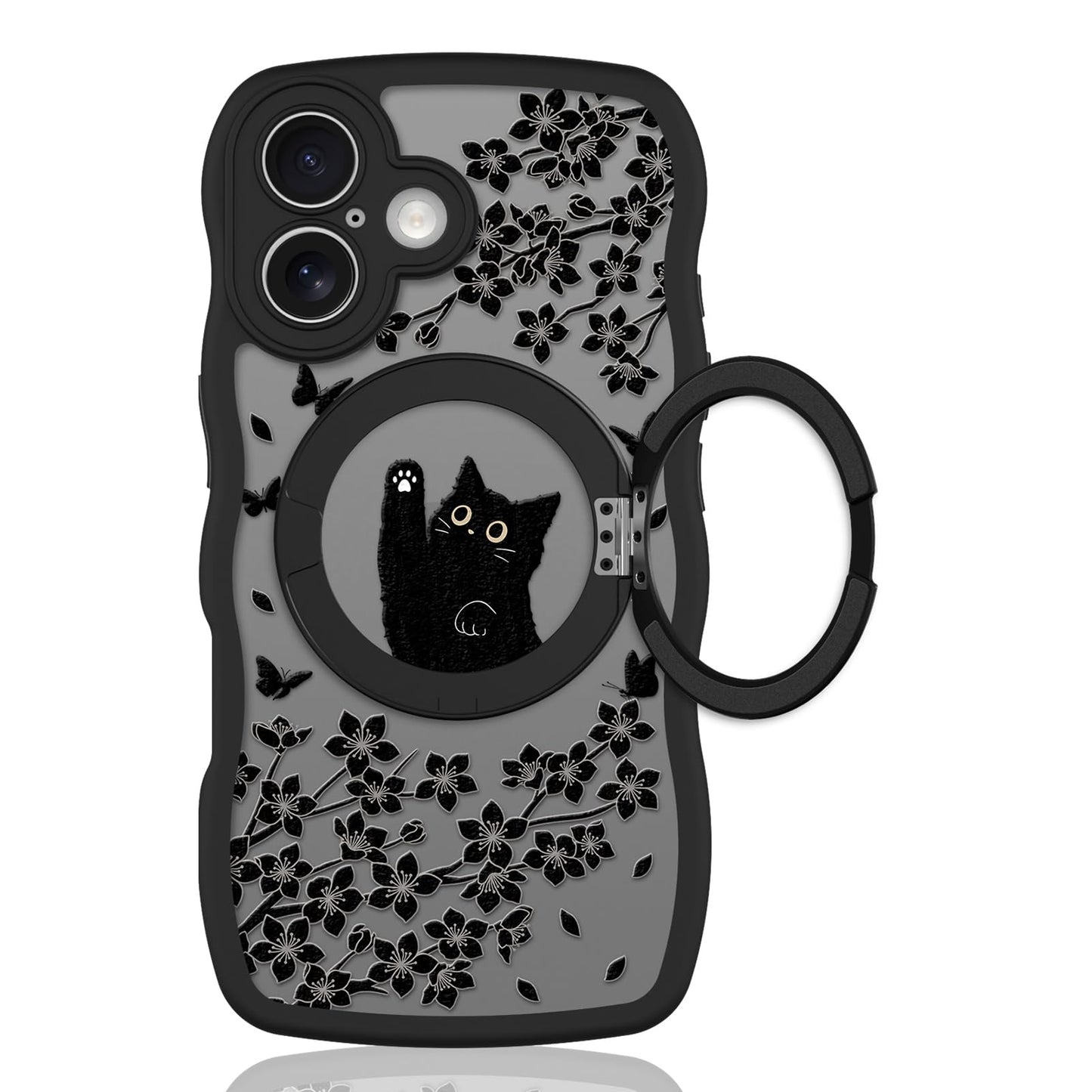 Cute Magnetic Case for iPhone 14 Case, Black Cats Pattern | Compatible with MagSafe, Soft Bumper Hard Back Kawaii Animal Aesthetic Protective Phone Cover Design for Women Girls Boys
