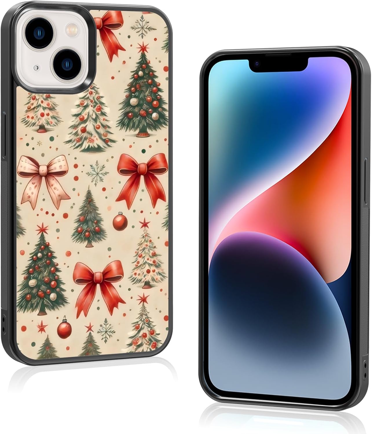 Cute Christmas Tree Bow Phone Case: Kawaii Winter Non-Slip Design Compatible with iPhone 13./14 Case for Women & Girl（14）