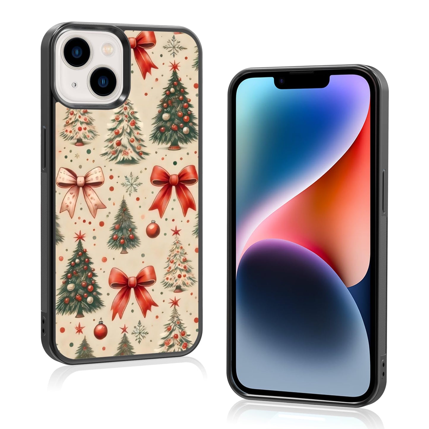 Cute Christmas Tree Bow Phone Case: Kawaii Winter Non-Slip Design Compatible with iPhone 13./14 Case for Women & Girl（14）