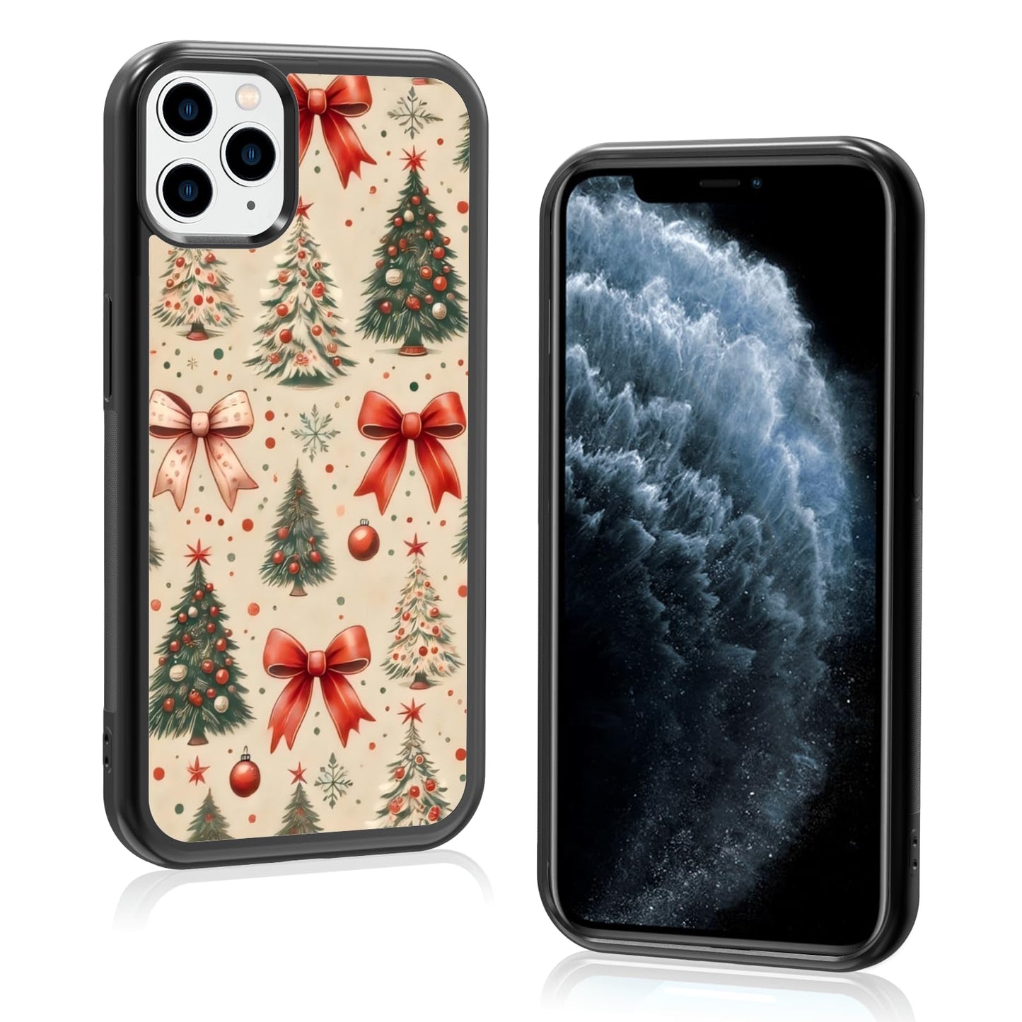 Cute Christmas Tree Bow Phone Case: Kawaii Winter Non-Slip Design Compatible with iPhone 13./14 Case for Women & Girl（14）