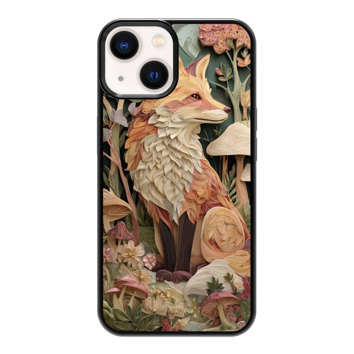 Dark Botanical Wildflower Forest Green Leaf White Blossom Nature Art Phone Case, Shockproof Protective Cover for iPhone 11 12 13 14 15 16 17 Pro Max Plus Mini XR 7 8 SE