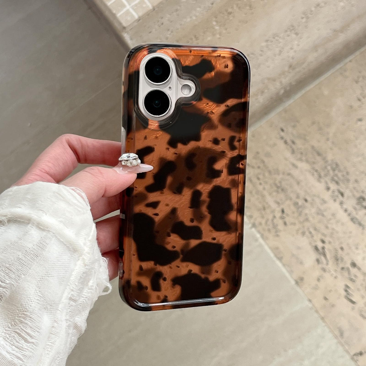 inewateri Compatible for iPhone 16 Pro Max Case with Cute Cheetah Leopard Print Retro Aesthetics Design Soft Slim TPU Shockproof Protective Bumper Glitter Shiny Phone Cover-Blue