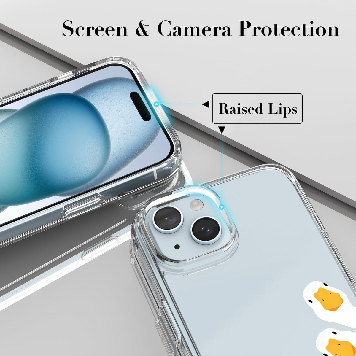 JOYLAND Funny Goose Case for iPhone 15 Cartoon Animal Cute Design Clear Cell Phone Case Acrylic Hard Back Slim Cover Shockproof Protective Cover for iPhone 15 6.1 Inch