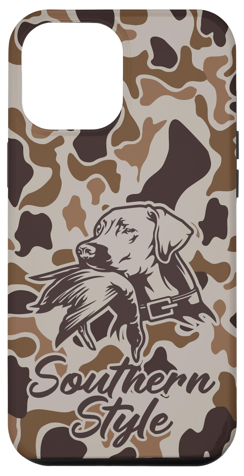 iPhone 15 Old School Camo Southern Style Duck Hunters with Dog Case