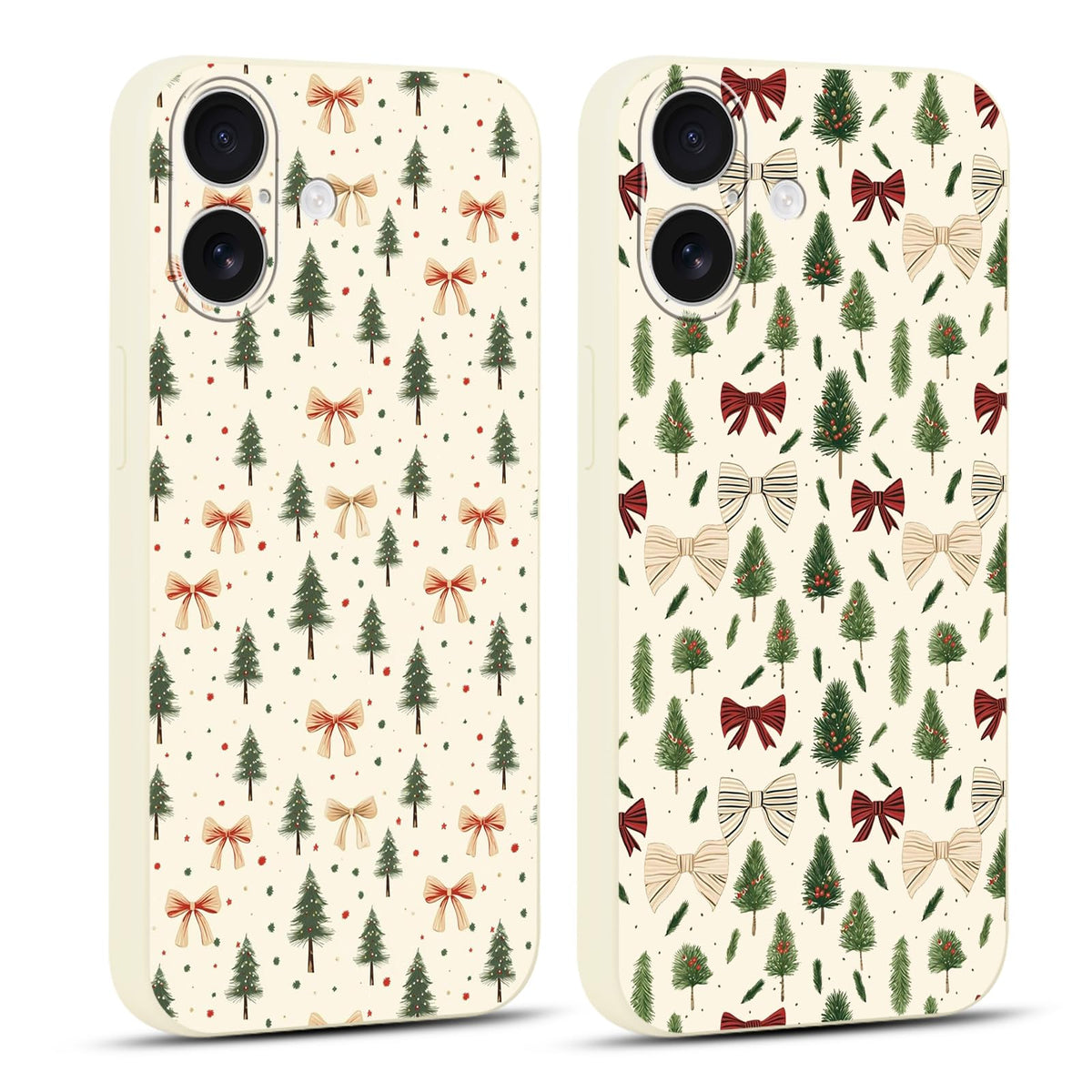 2 Pack Merry Christmas Phone Case for iPhone 16 6.1", Cute Xmas Christmas Tree Pattern Case with Candy Design Christmas Decorations Gifts Shockproof Soft Silicone Cover for Girl Women