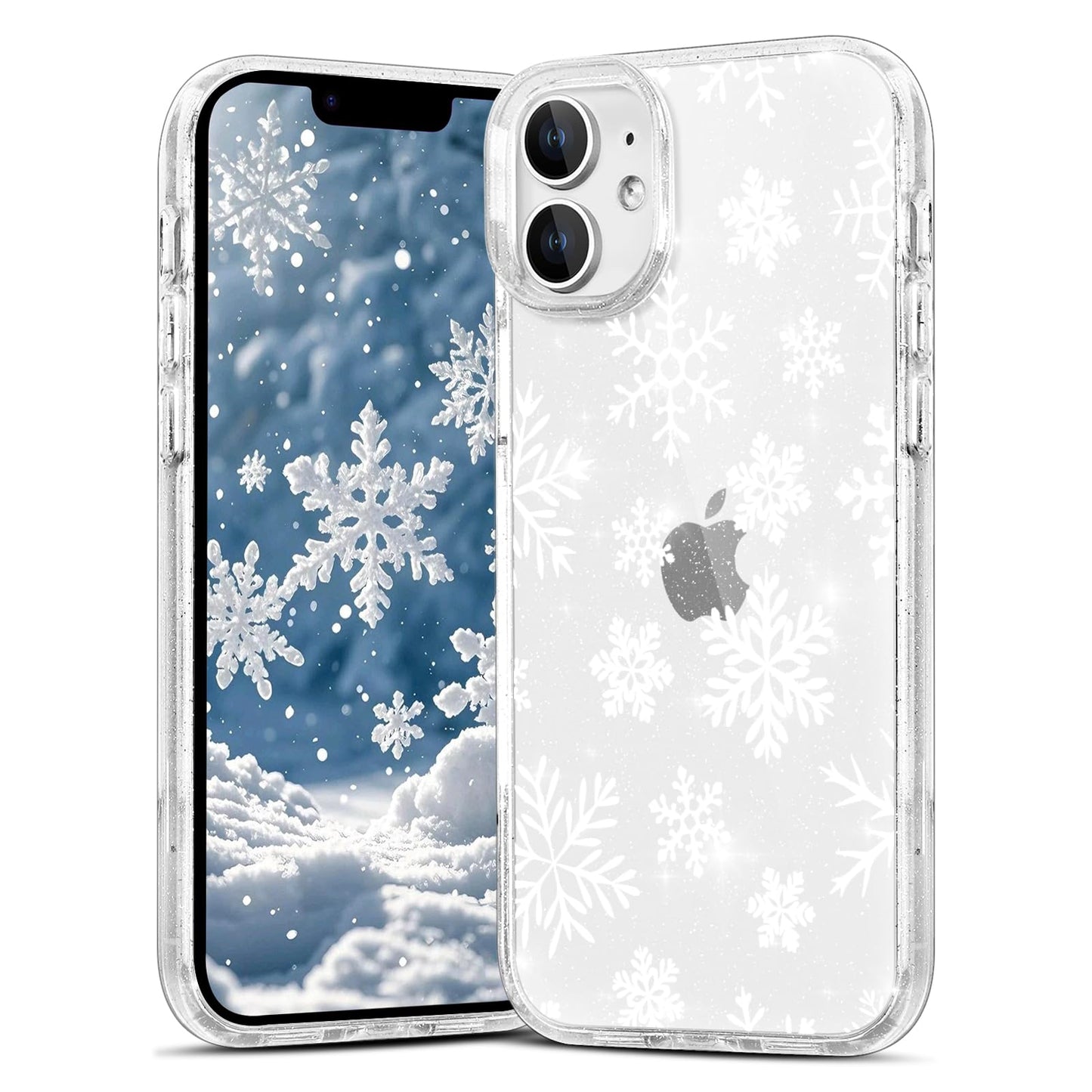 Christmas Phone Case for iPhone 13 6.1", Cute Glitter Christmas Tree Candy Snowflake Pattern, Preety Bling Sparkle Soft TPU Anti-Scratch Shockproof Protective Cover for Women Girls