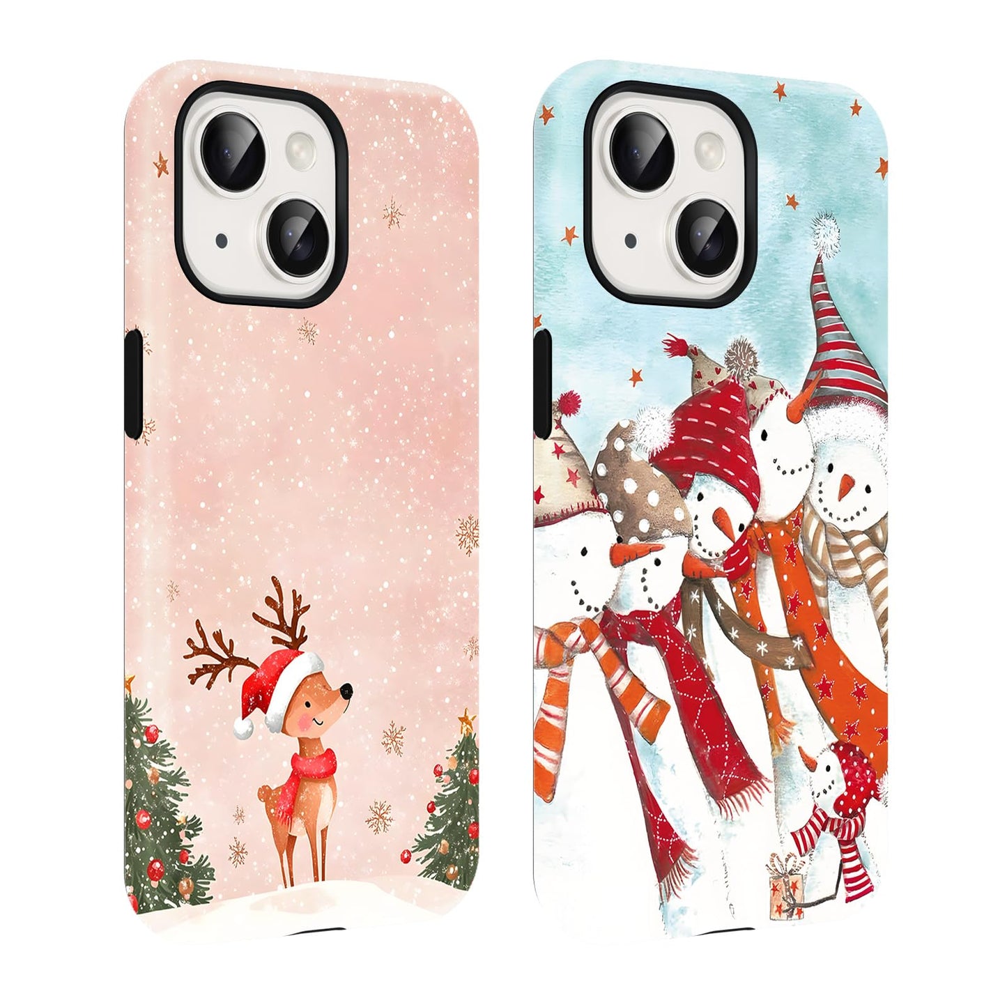 2 Pack Merry Christmas Tree Phone Case for iPhone 13 / iPhone 14 Case 6.1", Cute Xmas Snowflake Pattern Design Phone Cover Hard PC Shockproof Soft TPU Matte Protection Funda for Girls Women