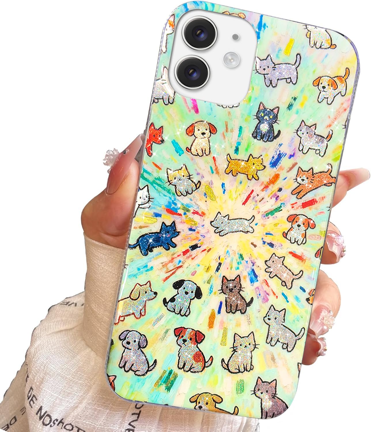 Compact Case for iPhone 15 Black cat Design,Cute Trendy Soft Slim TPU Shockproof Protective Bumper Phone Cases Cover for Women Girls Aesthetic Glitter Shiny Adorable
