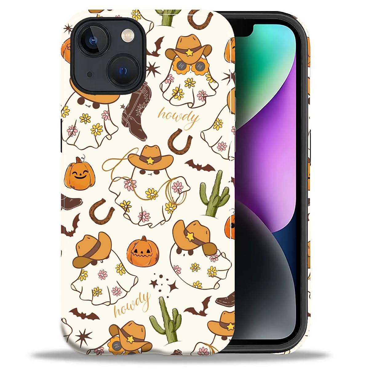 DAIZAG Case for iPhone 13 iPhone 14, Christmas Coffee Snowflake Cane Full-Body Design Hybrid Dual Protection Soft TPU + Hard PC, Shockproof Scratch-Resistant Protective Cover Phone Case for Men Women