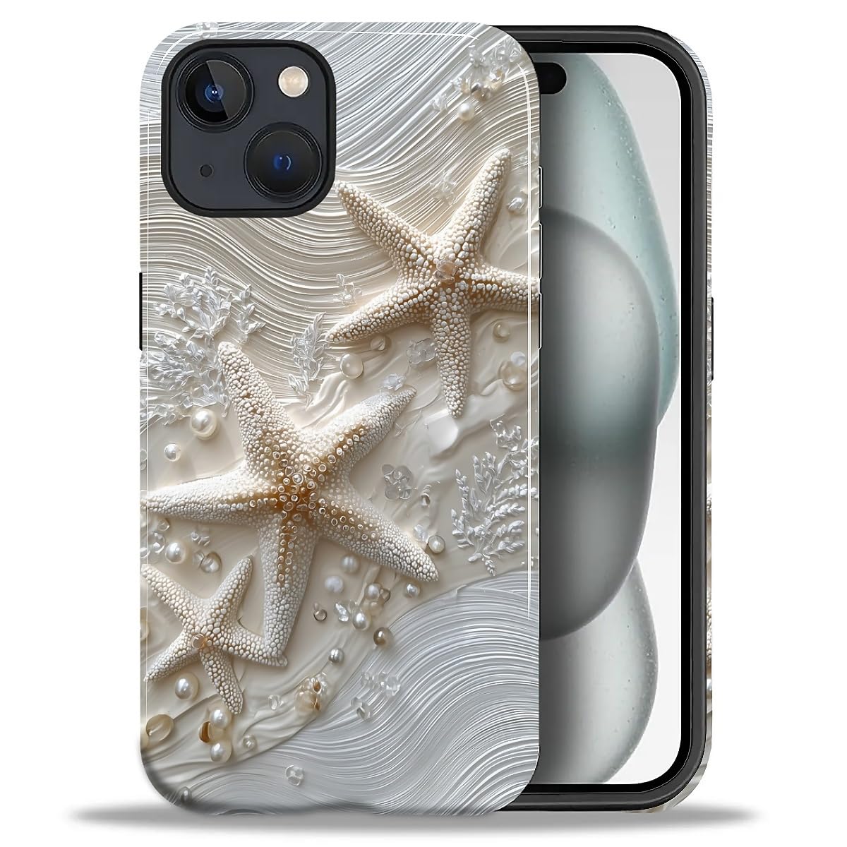 DAIZAG Case for iPhone 13 iPhone 14, Christmas Coffee Snowflake Cane Full-Body Design Hybrid Dual Protection Soft TPU + Hard PC, Shockproof Scratch-Resistant Protective Cover Phone Case for Men Women
