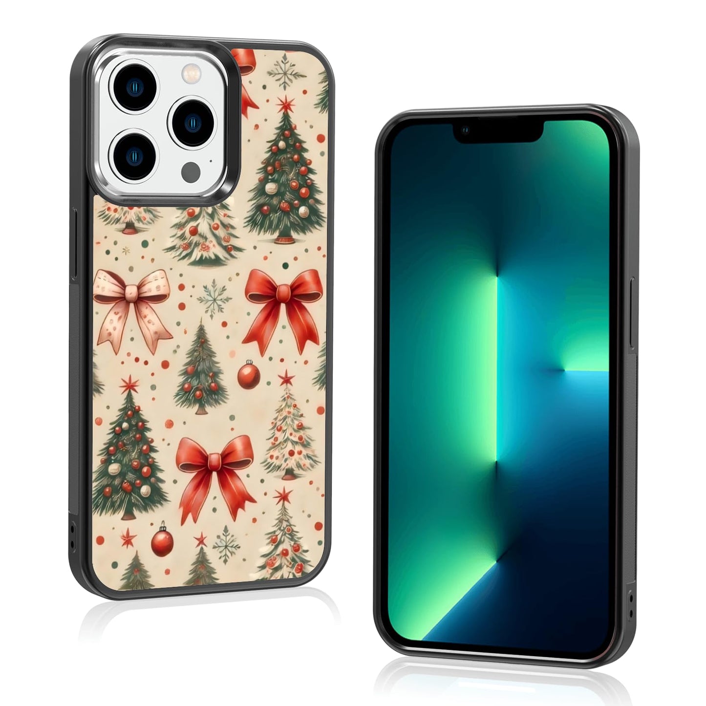 Cute Christmas Tree Bow Phone Case: Kawaii Winter Non-Slip Design Compatible with iPhone 13./14 Case for Women & Girl（14）